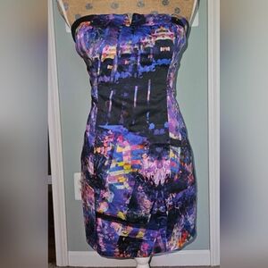 Bardot Purple and Blue Abstract Mini Dress